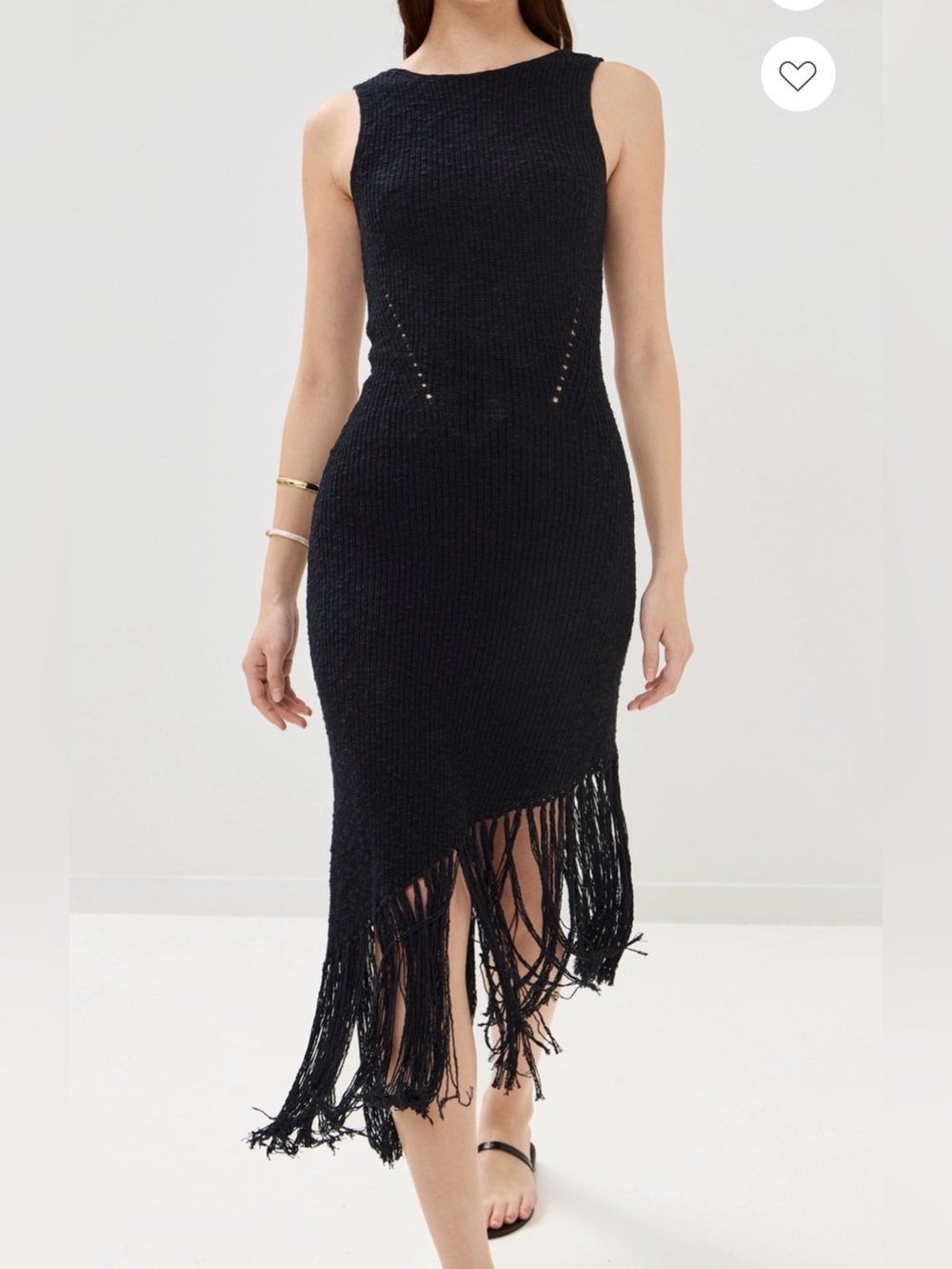 Rails Black Rylee Dress Sleeveless Fringe Knit Midi